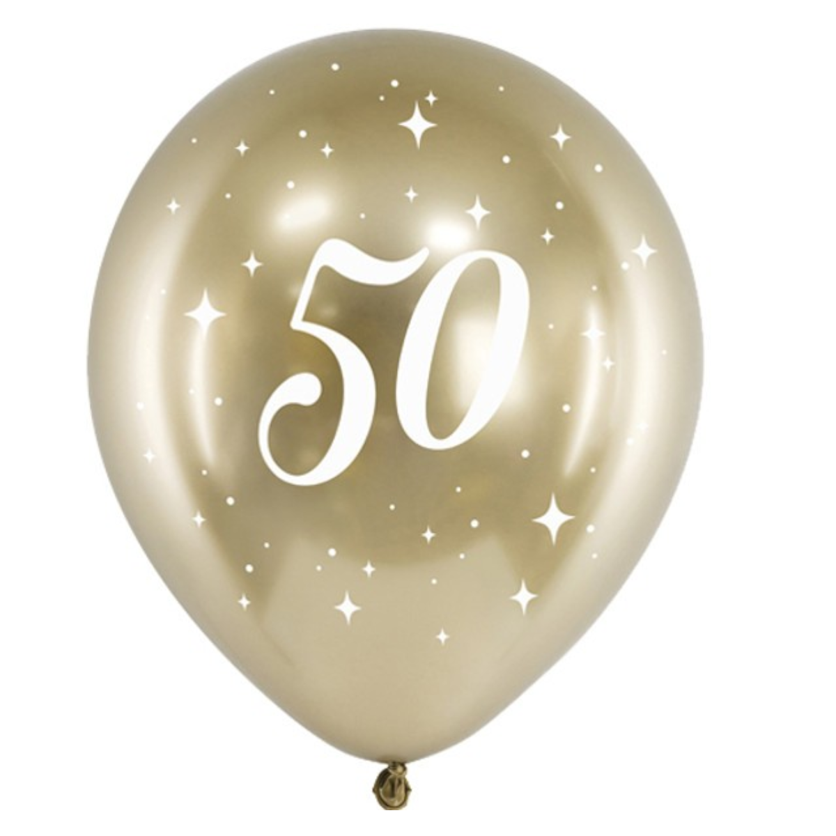 PartyDeco Balloons - 6 x 12" Age 50 Gold Glossy Latex