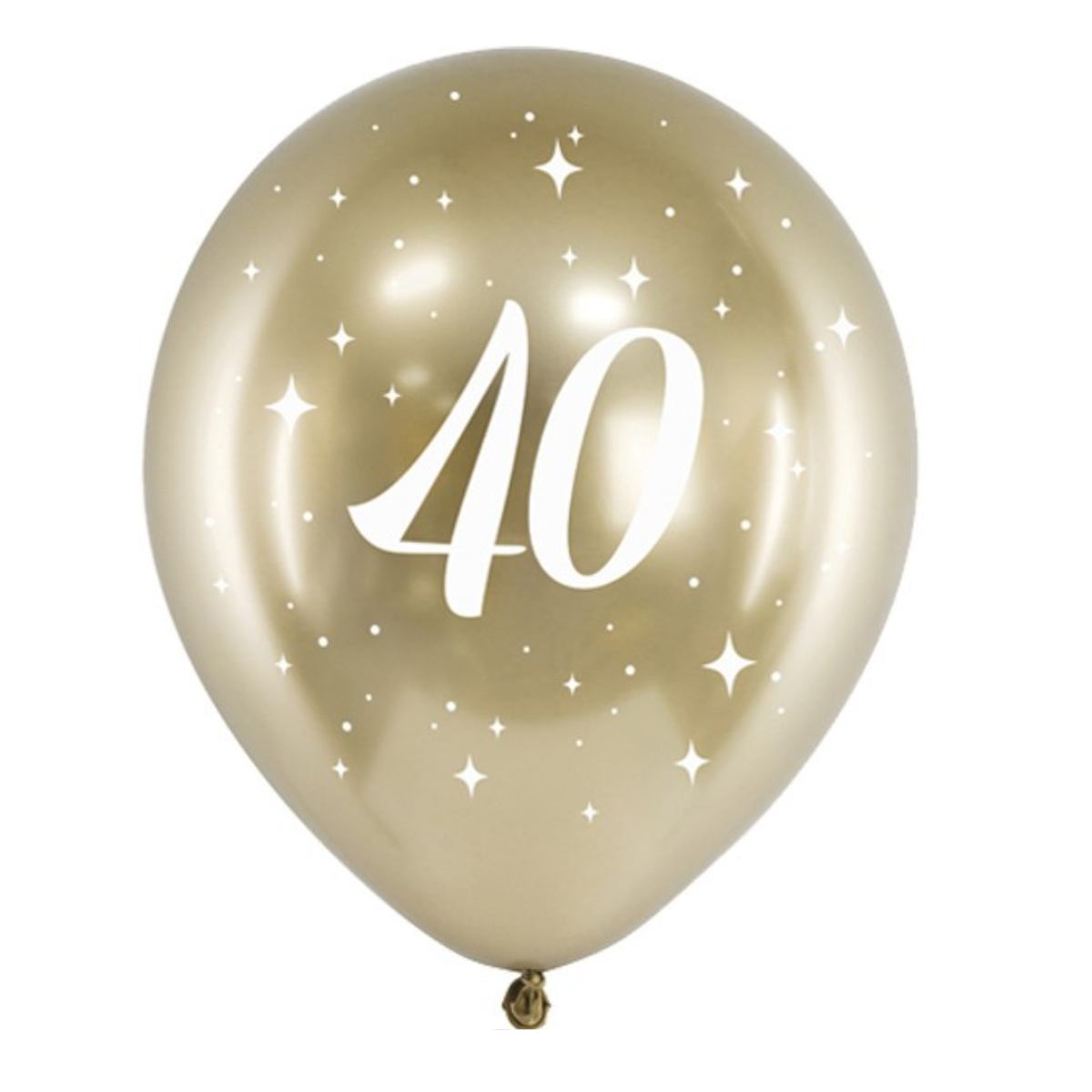 PartyDeco Balloons - 6 x 12" Age 40 Gold Glossy Latex