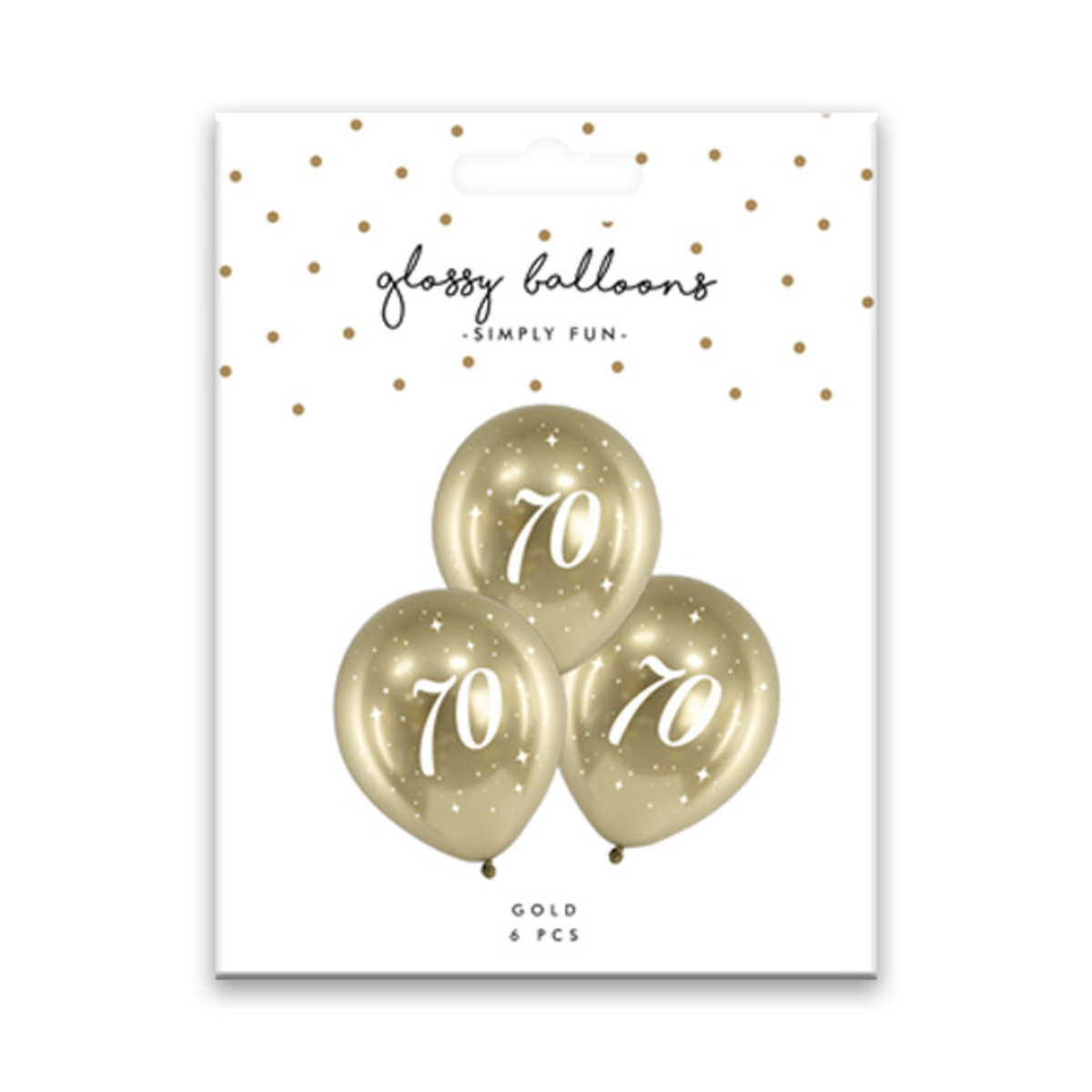 PartyDeco Balloons - 6 x 12" Age 70 Gold Glossy Latex