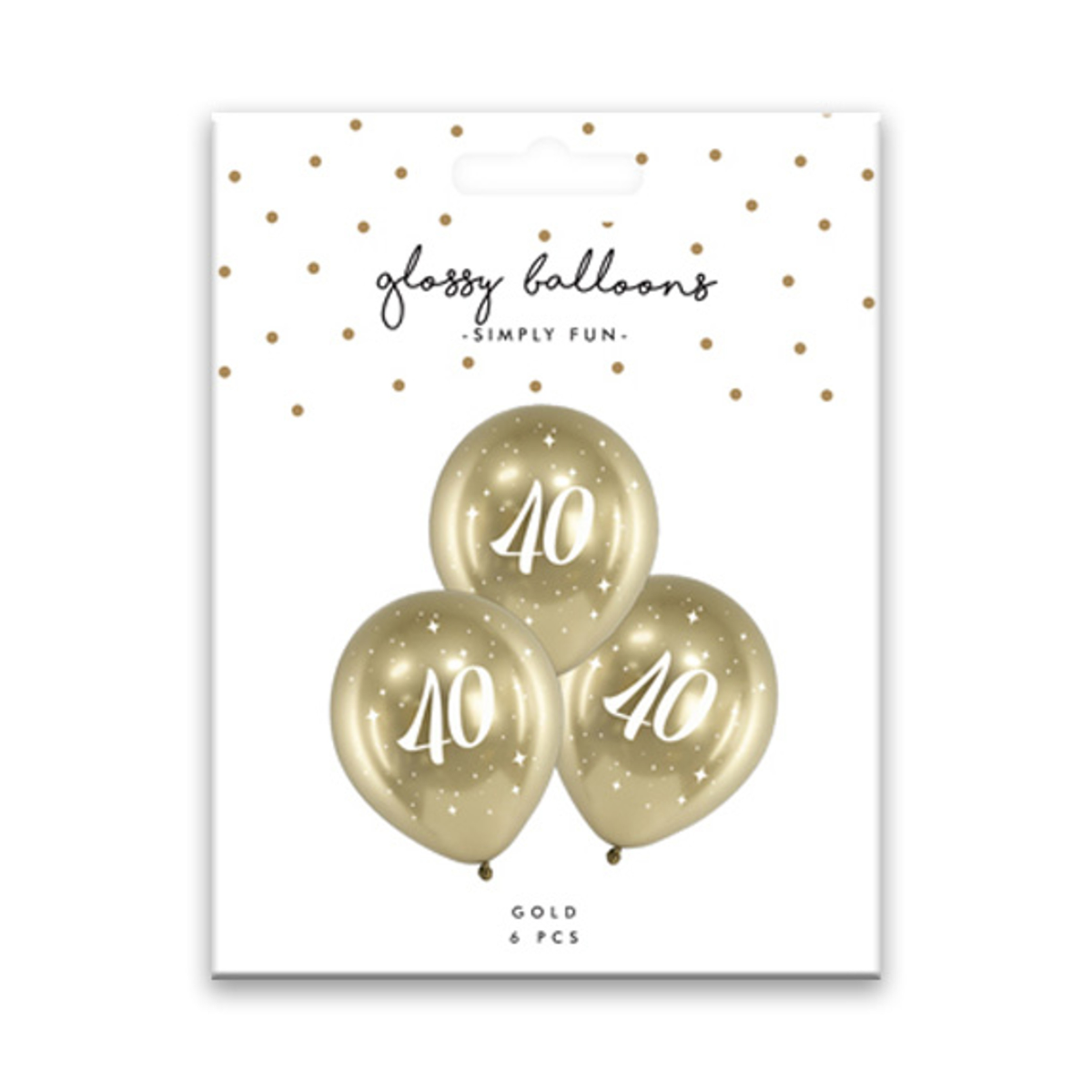 PartyDeco Balloons - 6 x 12" Age 40 Gold Glossy Latex