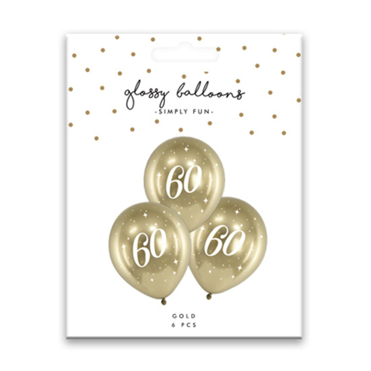 PartyDeco Balloons - 6 x 12" Age 60 Gold Glossy Latex