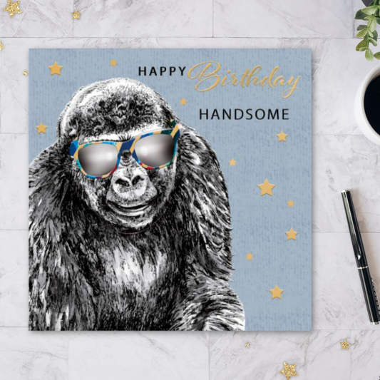 Manomals Birthday Card - Handsome Gorilla