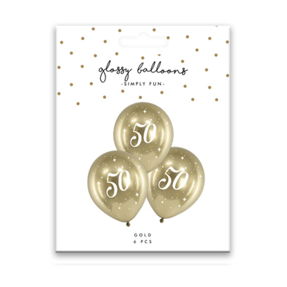 PartyDeco Balloons - 6 x 12" Age 50 Gold Glossy Latex