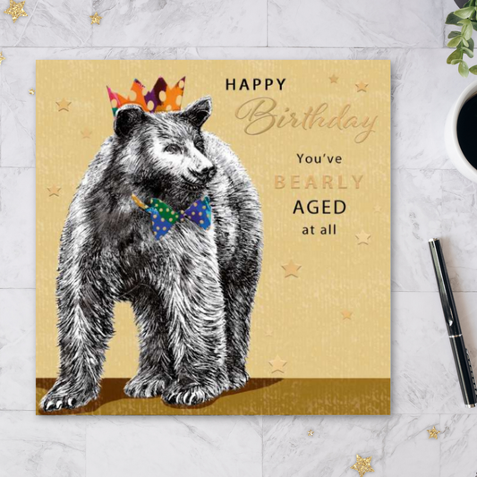 Manomals Birthday Card - Bearly Aged