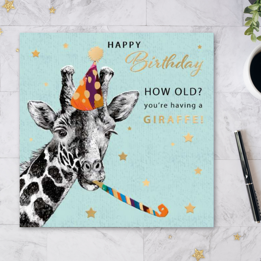 Manomals Birthday Card - Having A Giraffe