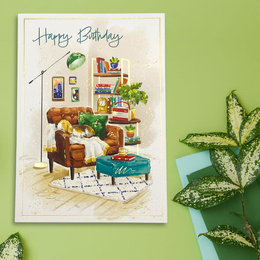 Awash With Colour Birthday Card - Sleeping Dog