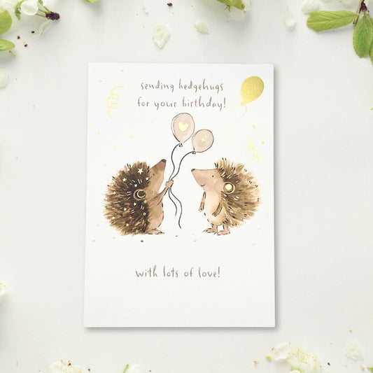 Brush & Whisker Birthday Card - Hedgehugs
