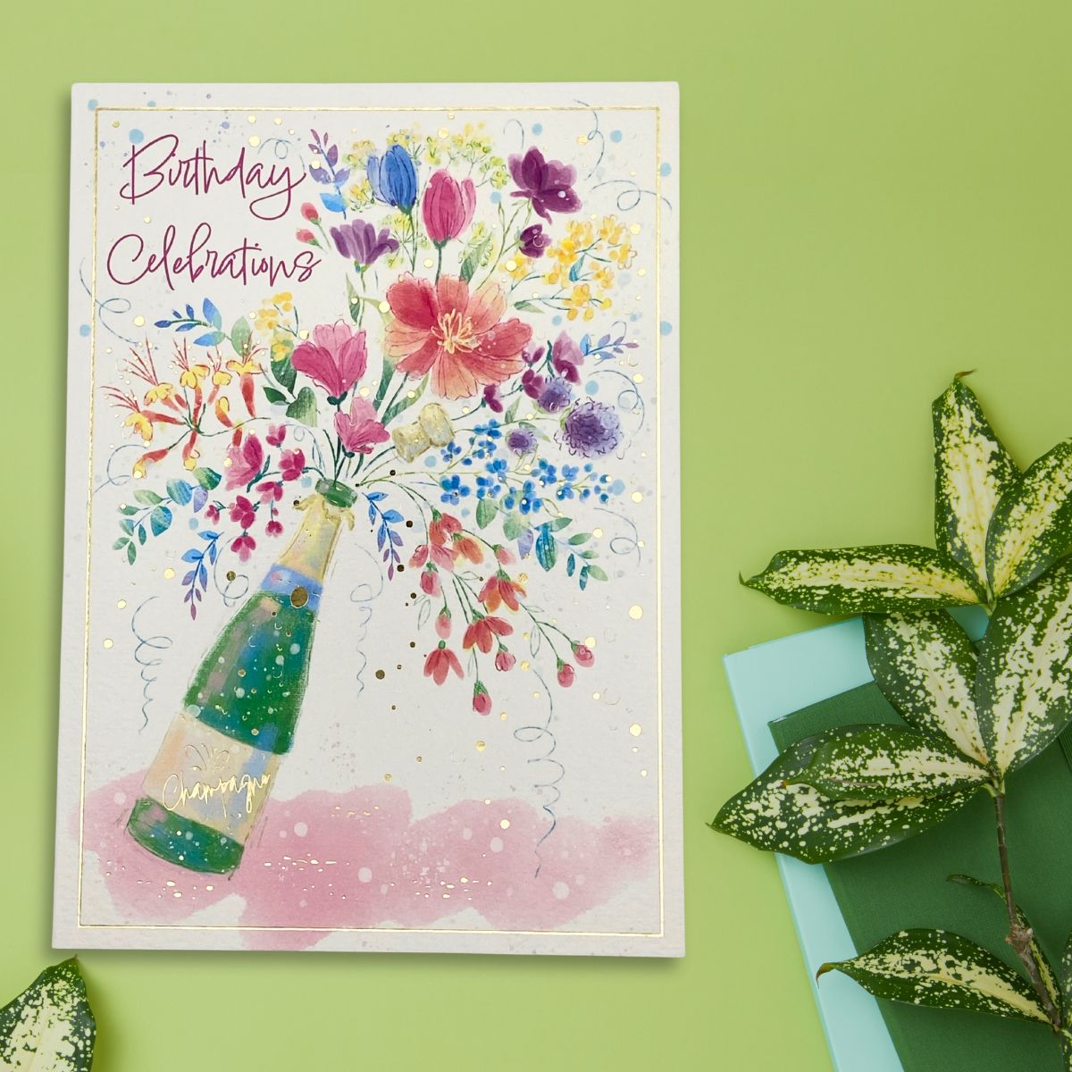 Awash With Colour Birthday Card - Floral Champagne