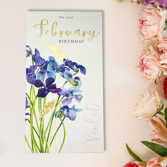 February Birthday Card - Month You Were Born Violet