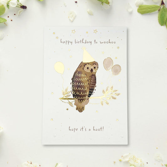 Brush & Whisker Birthday Card - Hope It's A Hoot!