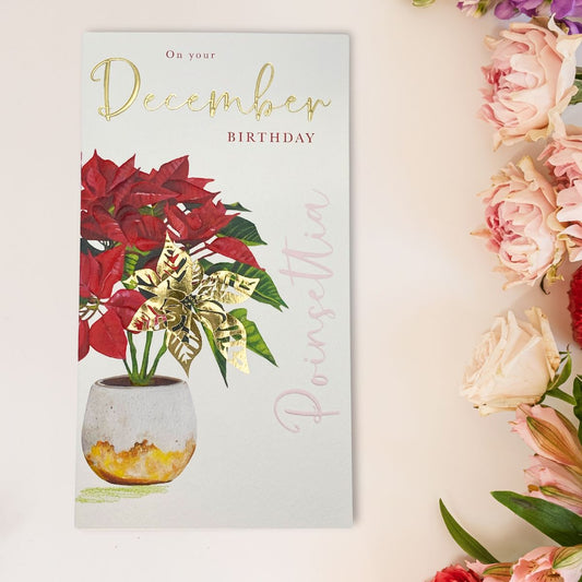 December Birthday Card - Month You Were Born Poinsettia