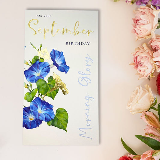 September Birthday Card - Morning Glory
