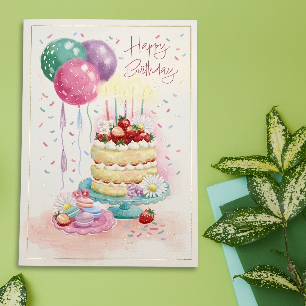 Awash With Colour Birthday Card - Strawberry Cake