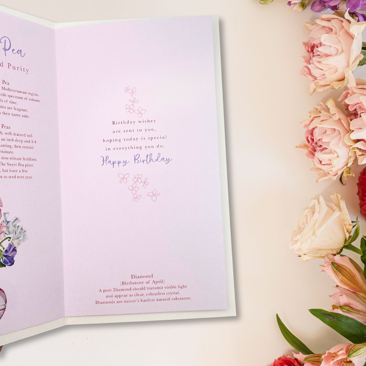 April Birthday Card - Month You Were Born Sweet Pea