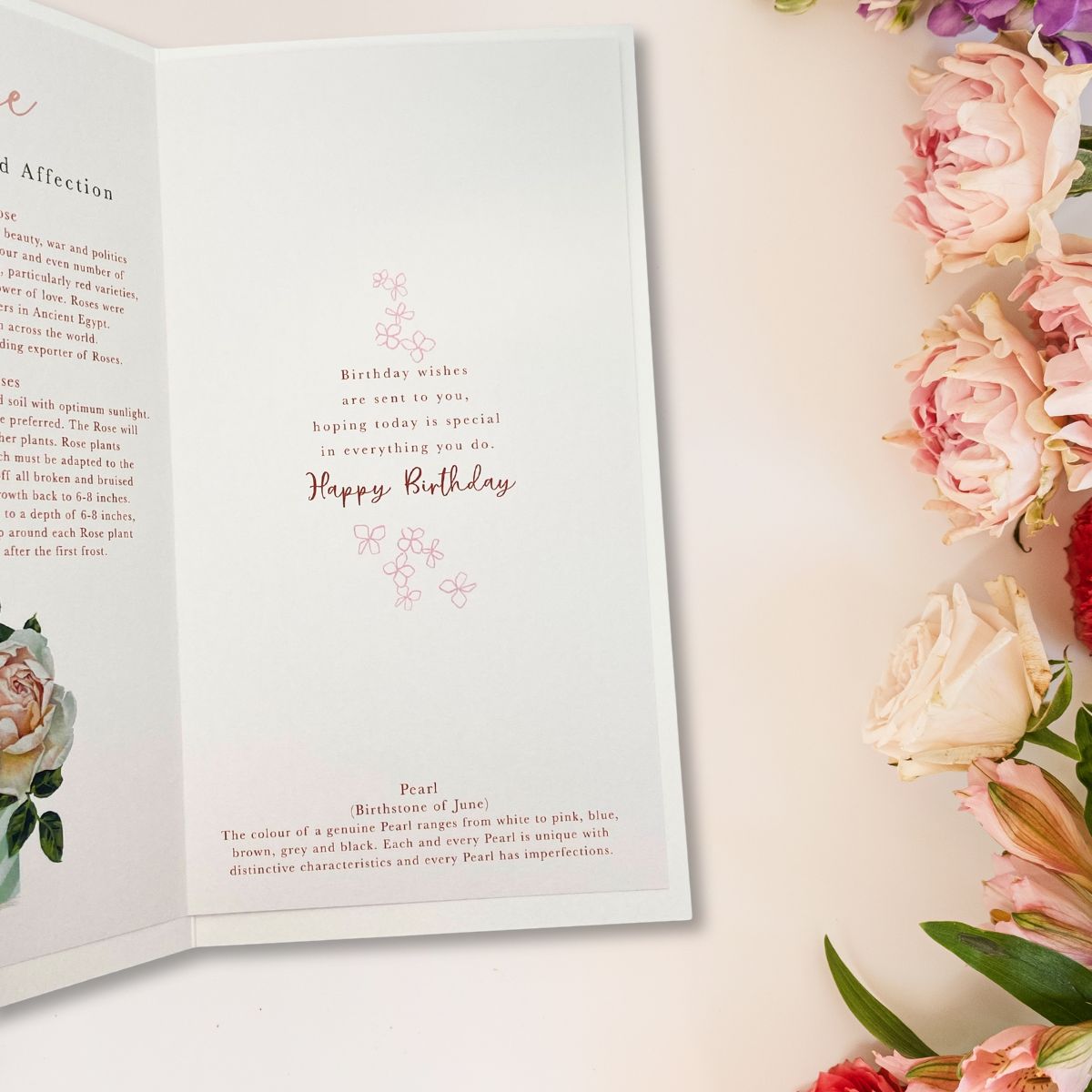 June Birthday Card - Month You Were Born Rose