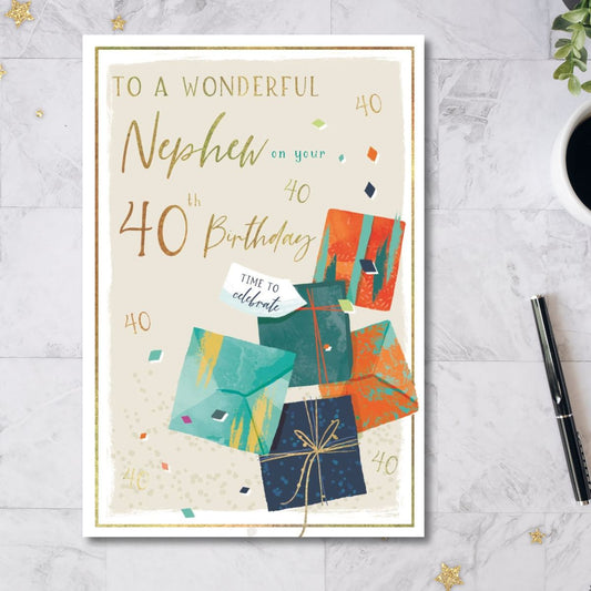 Nephew 40th Birthday Card - Gifts