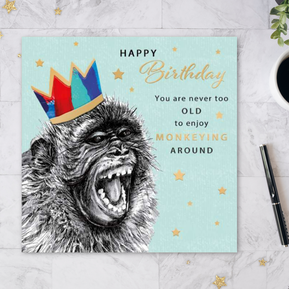 Manomals Birthday Card - Monkeying Around