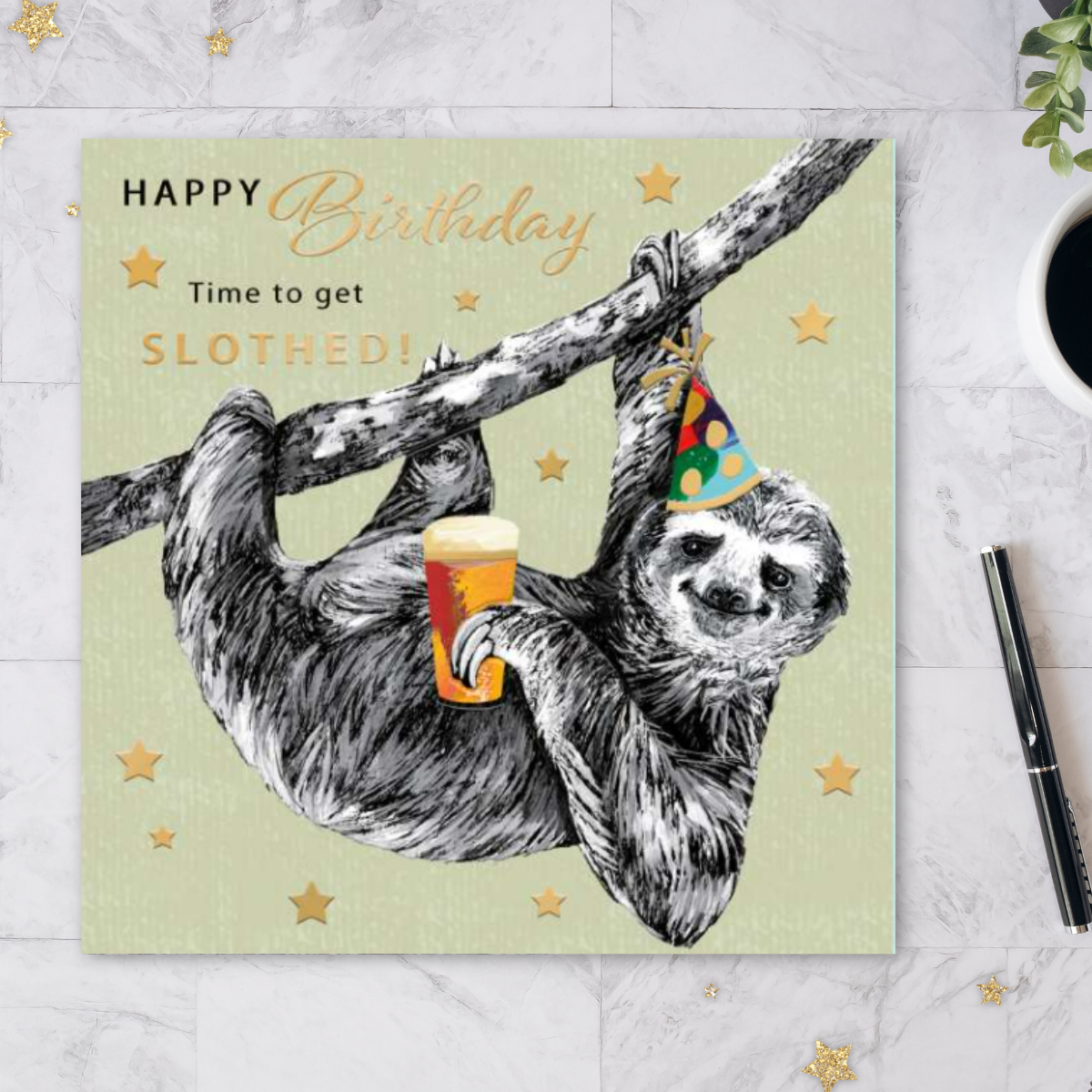 Manomals Birthday Card - Get Slothed!