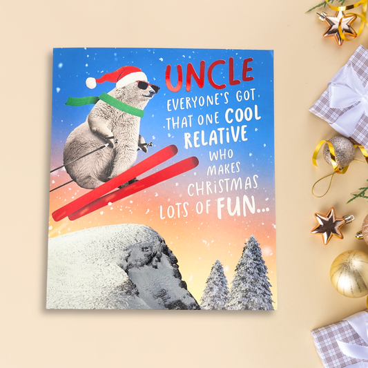 Uncle Christmas Card - Skiing Polar Bear