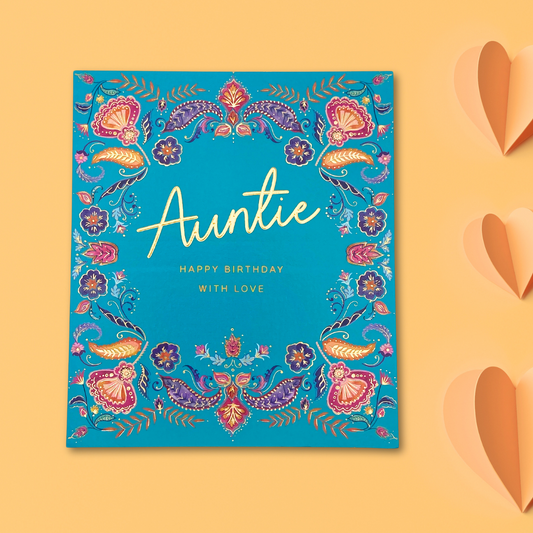 Auntie Birthday Card - Eastern Print Studio Floral Border