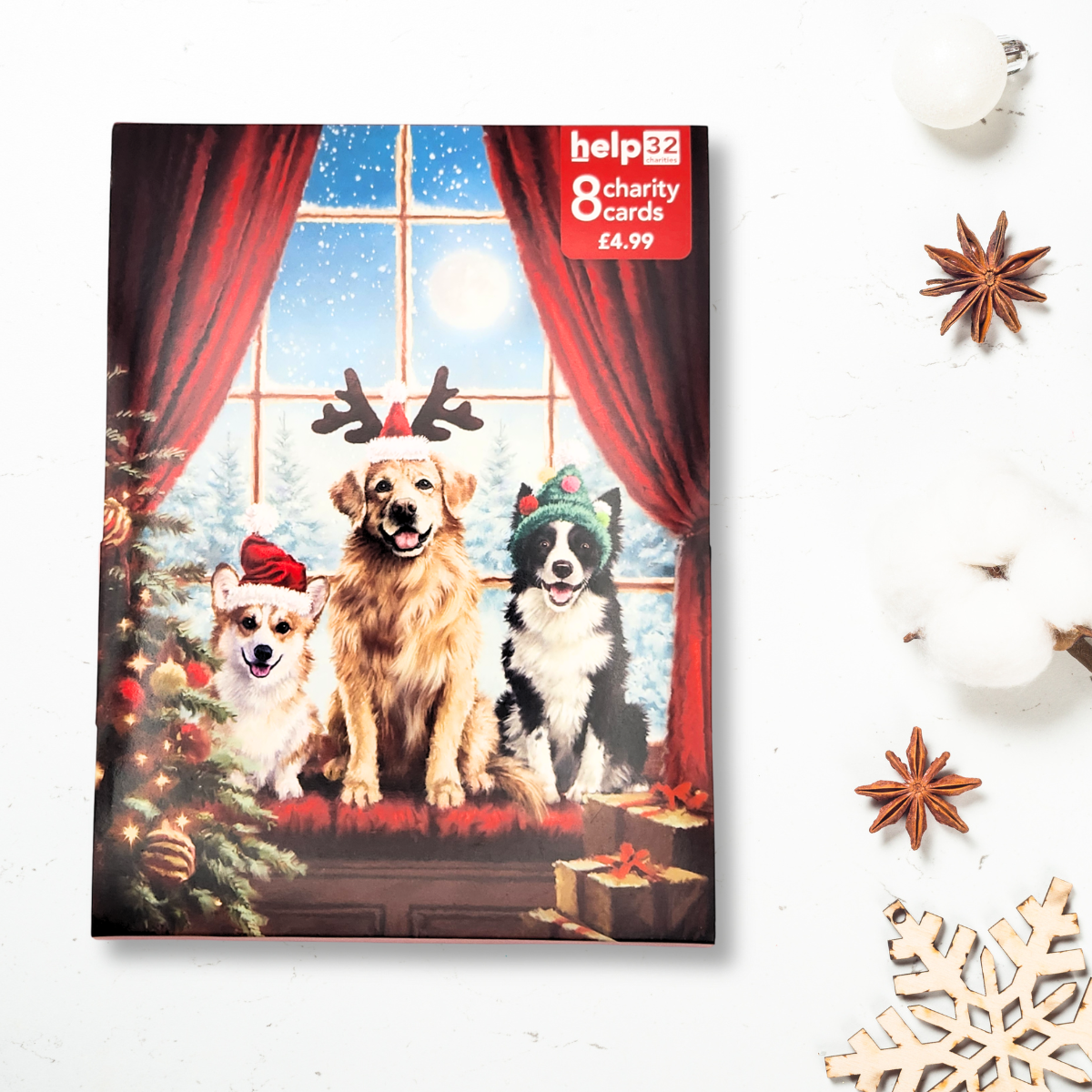 Christmas Charity Cards - 8 x Festive Dogs