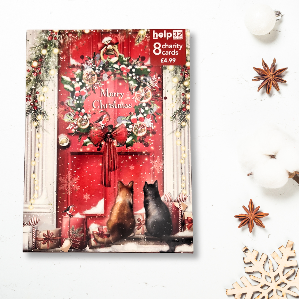 Christmas Charity Cards - 8 x Cats By Red Door