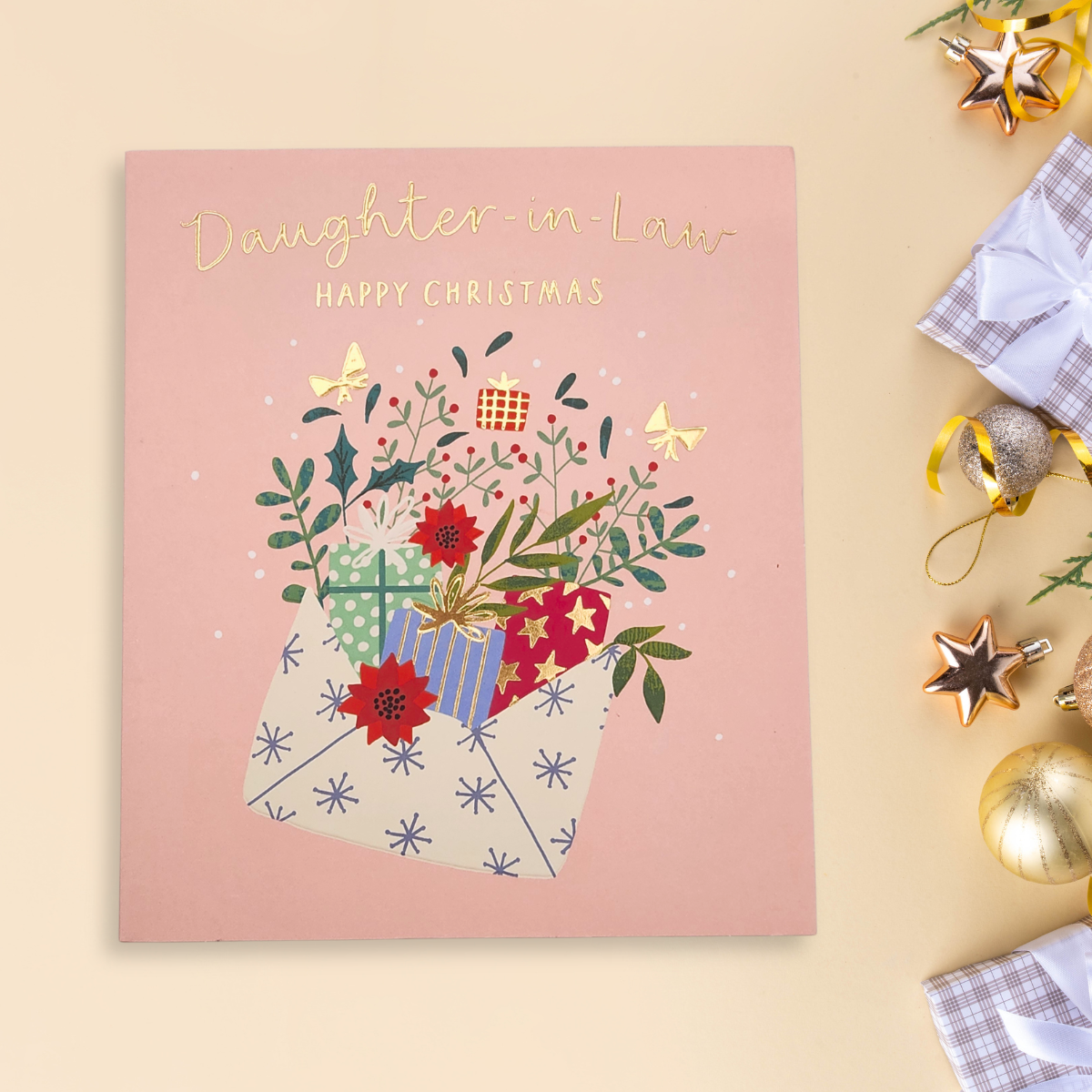 Daughter-In-Law Christmas Card - Floral Envelope