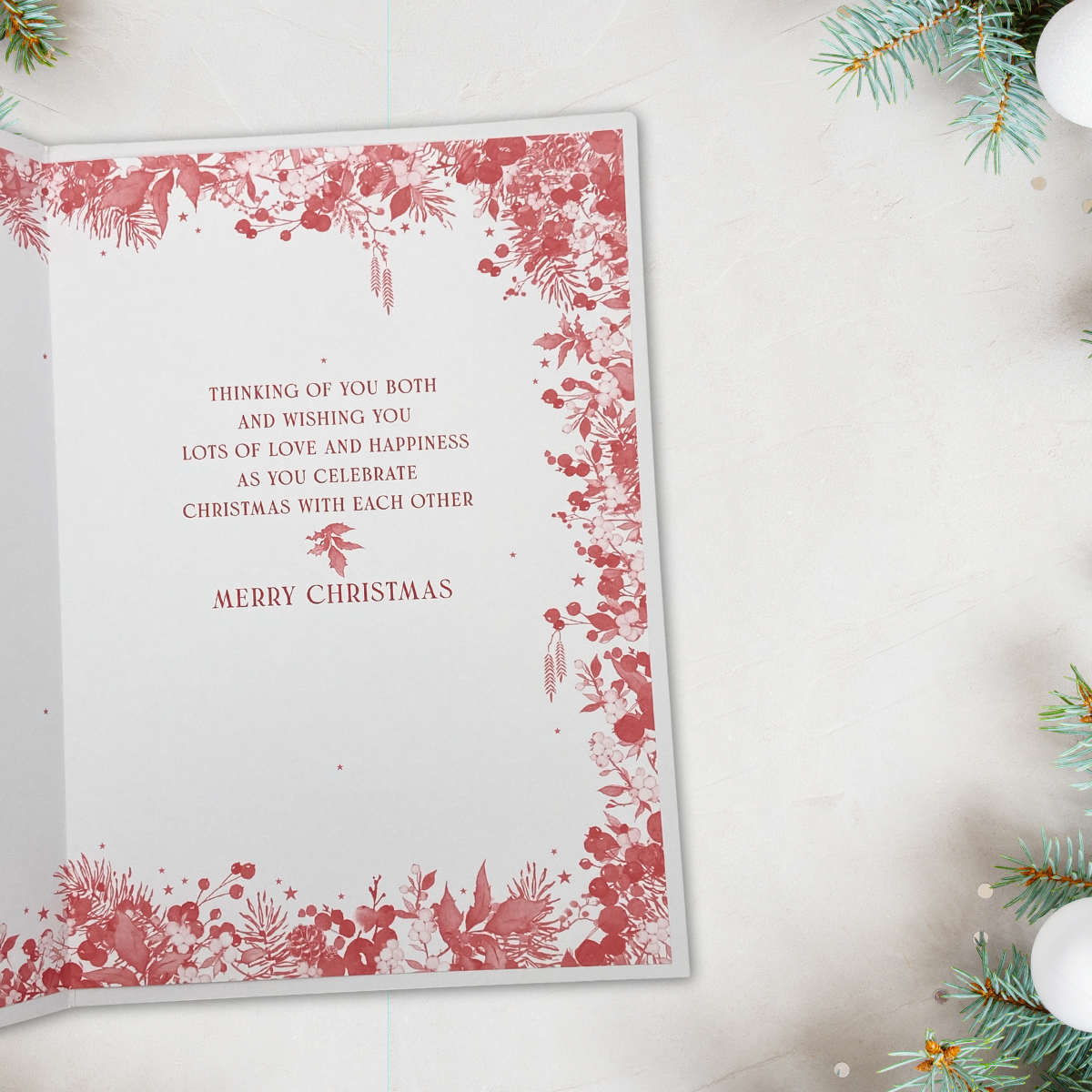 Daughter & Son-In-Law Christmas Card - Floral Border