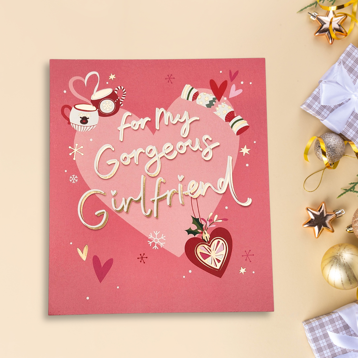 Girlfriend Christmas Card - Gorgeous Girlfriend