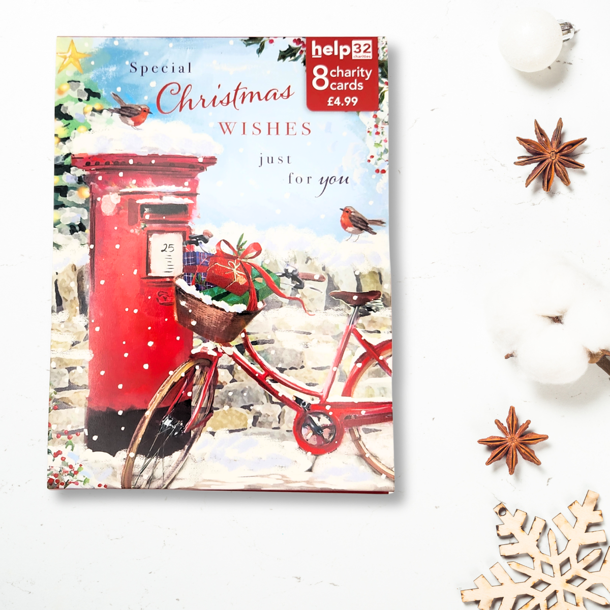 Christmas Charity Cards - 8 x Bike & Postbox