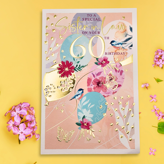 Sister-In-Law 60th Birthday Card - Floral Balloons