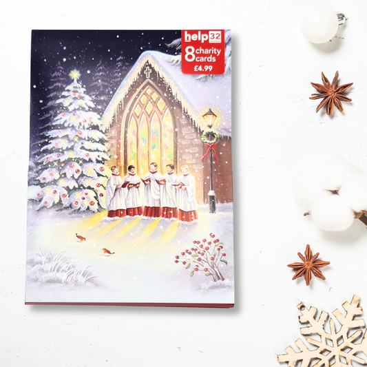 Christmas Charity Cards - 8 x Choir By The Tree