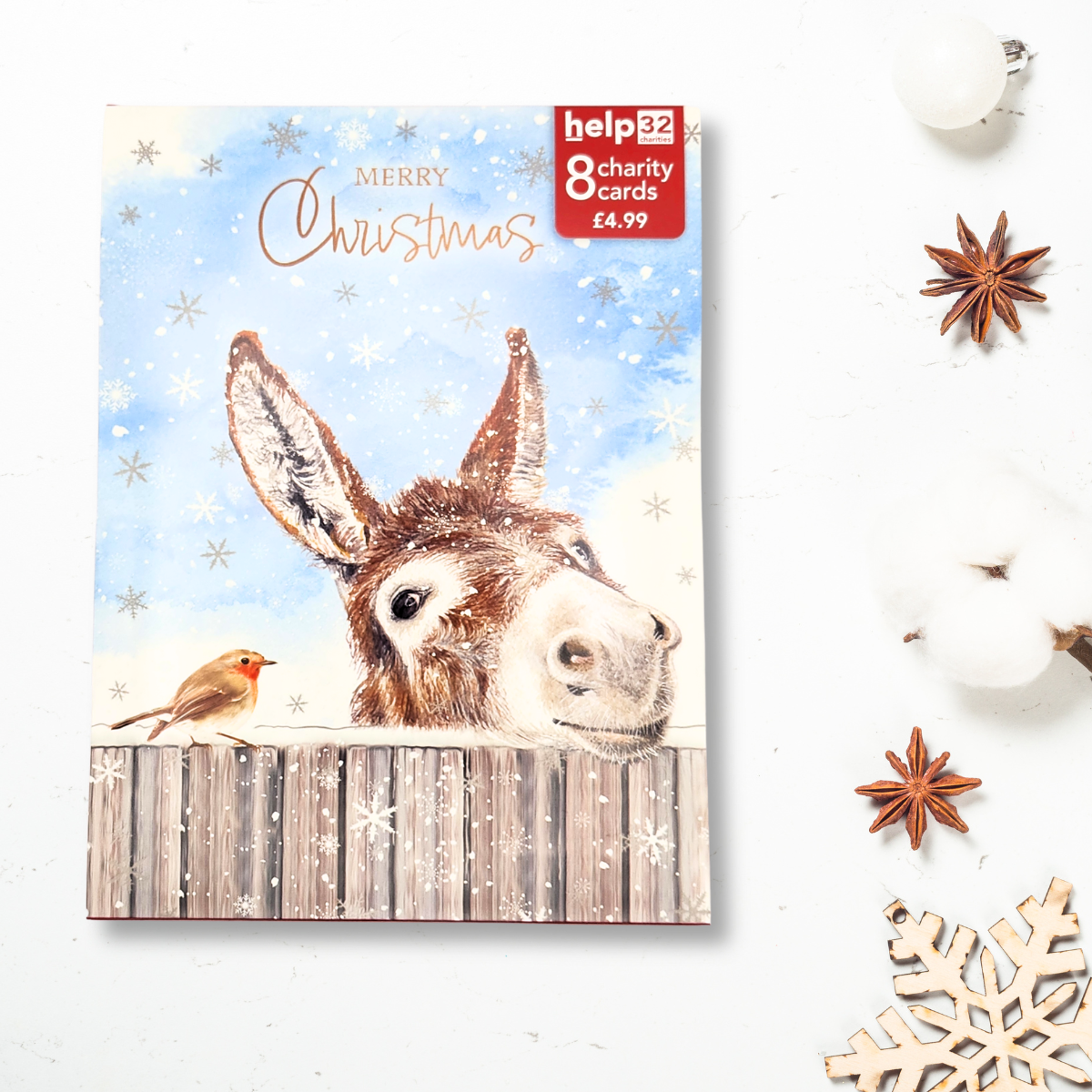 Christmas Charity Cards - 8 x Donkey & Robin