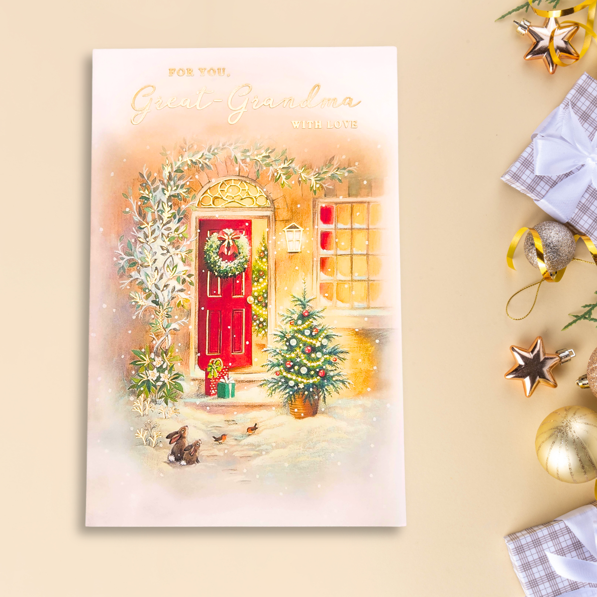 Great Grandma Christmas Card - Snowy Front Door