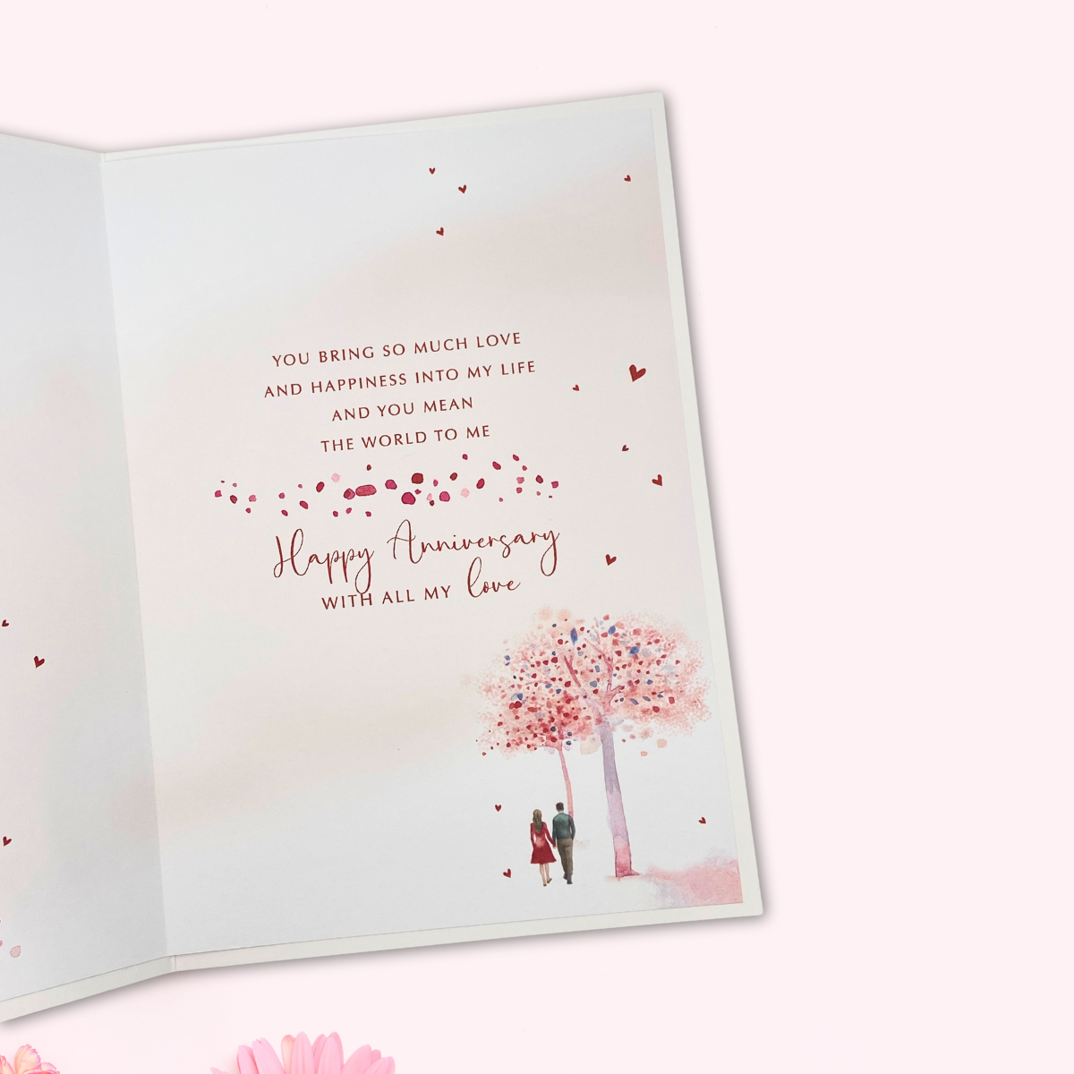 Wife Anniversary Card - Blossom Heart Couple