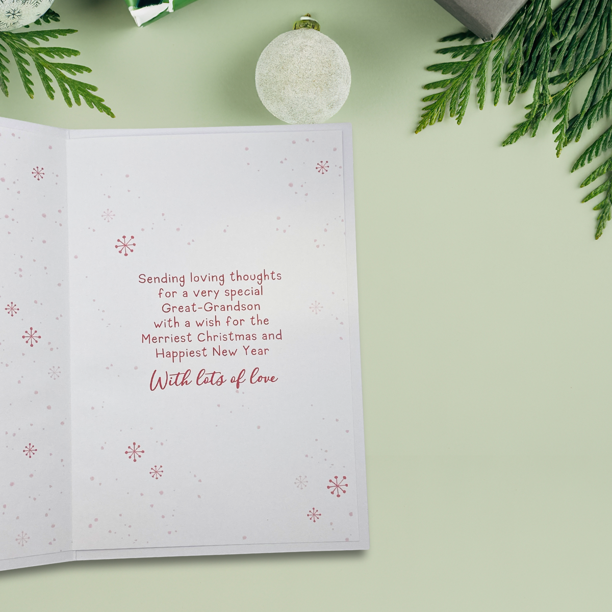 Great Grandson Christmas Card - Illuminated Penguin