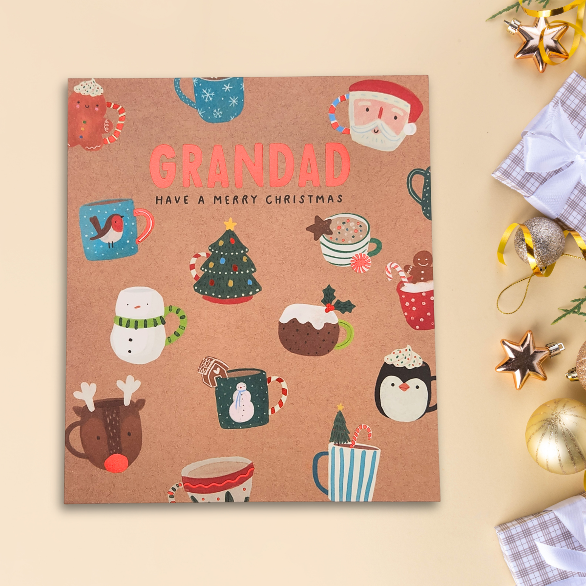 Grandad Christmas Card - Kraft Illustrations