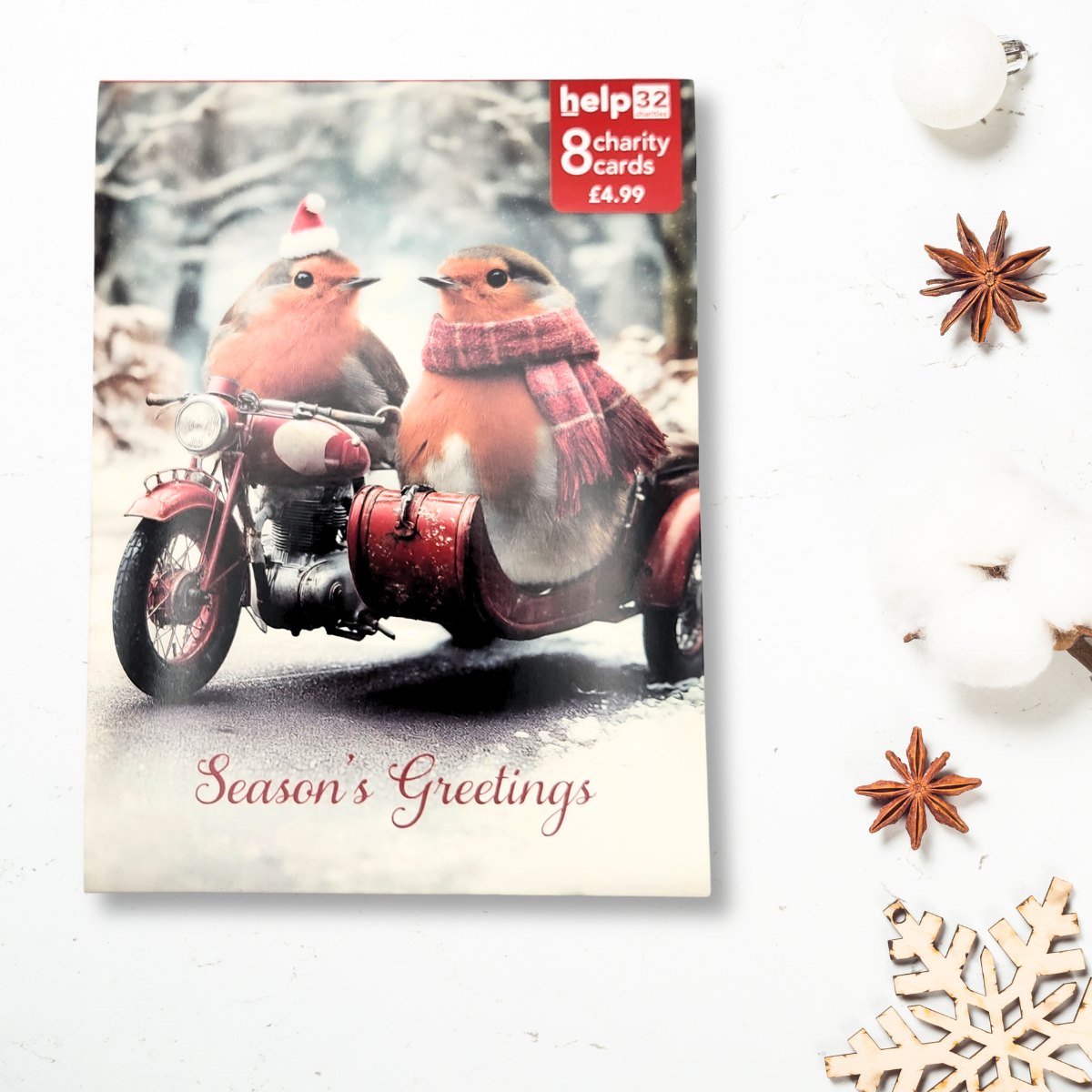 Christmas Charity Cards - 8 x Biker Robins