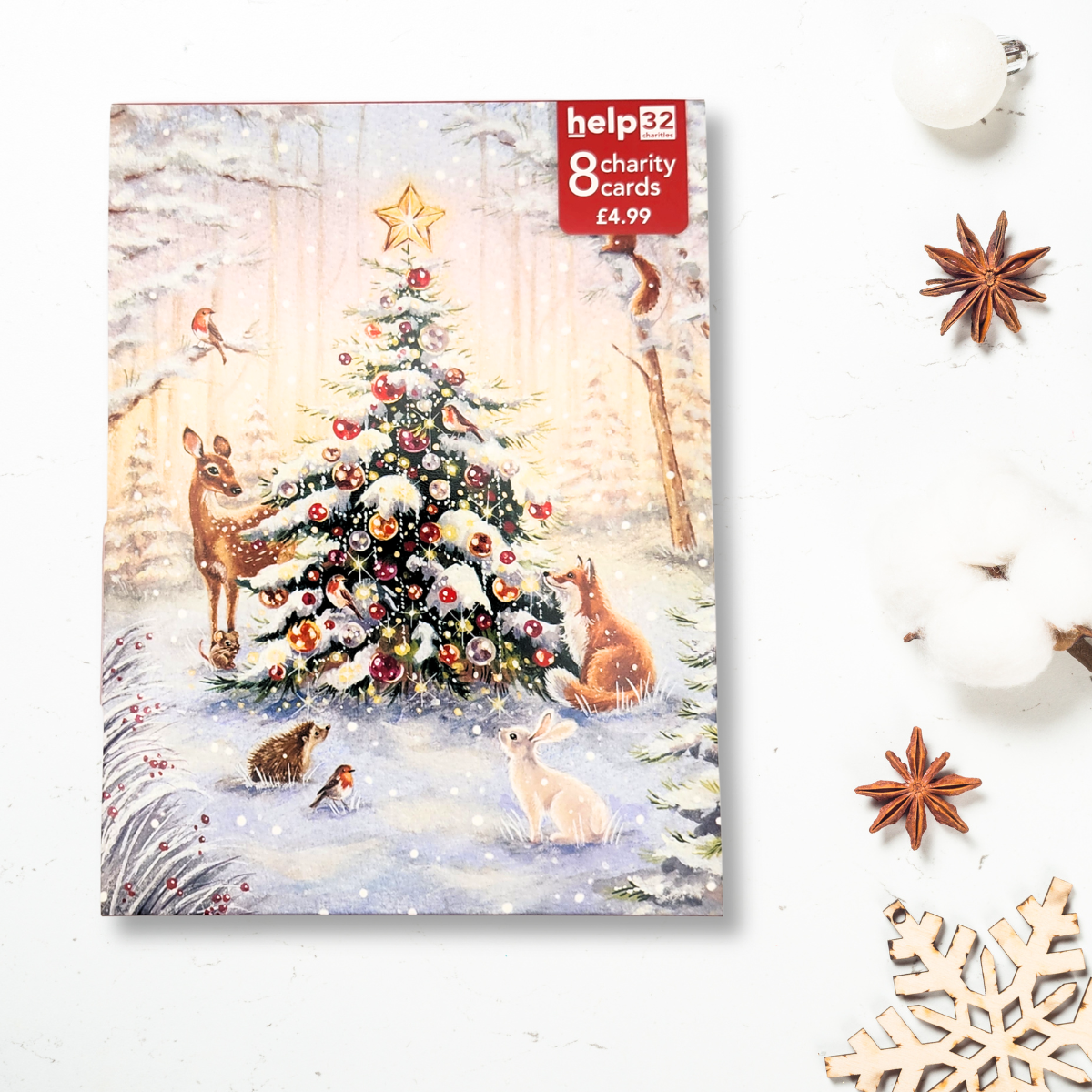 Christmas Charity Cards - 8 x Woodland Tree
