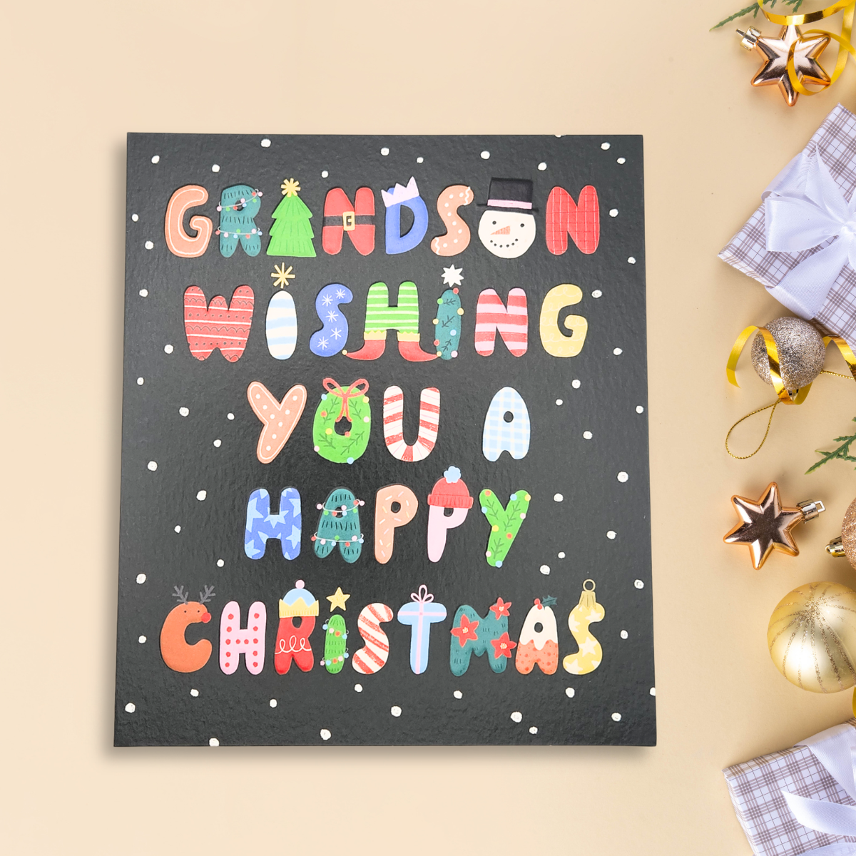 Grandson Christmas Card - Christmas Text