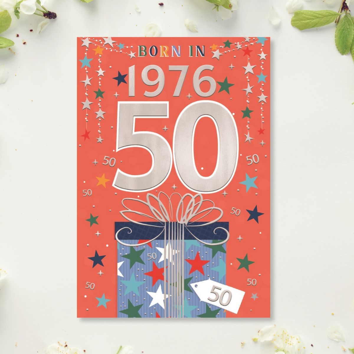 50th Birthday Card - Born In 1975 What A Year! Silver