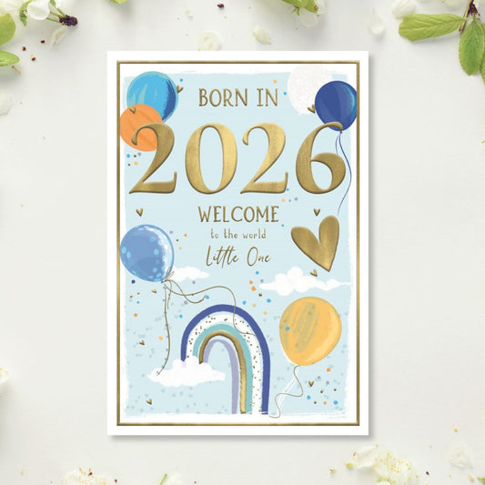Baby Boy Card - Born In 2026 Blue