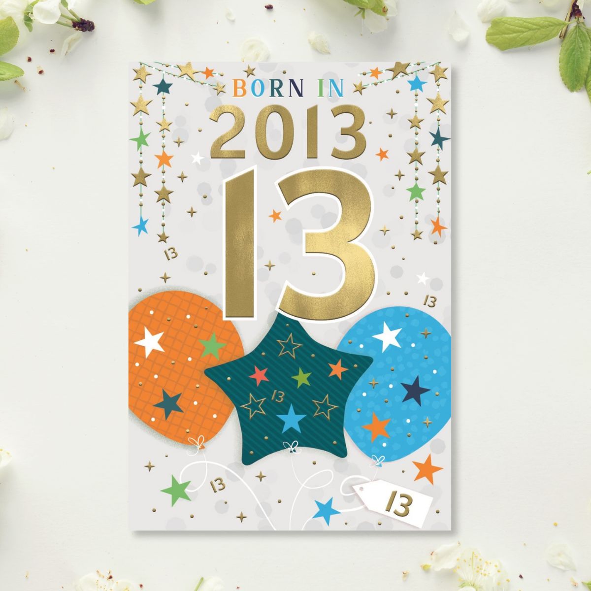 13th Birthday Card - Born In 2013 A Year To Remember! Blue