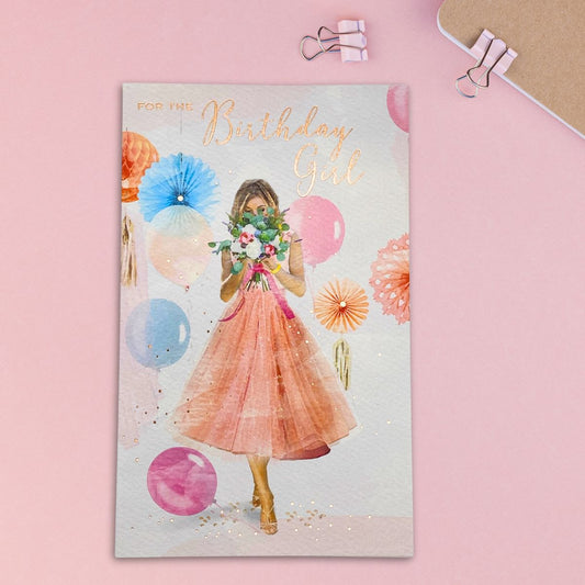 Brighstone Birthday Card - Girl & Flowers