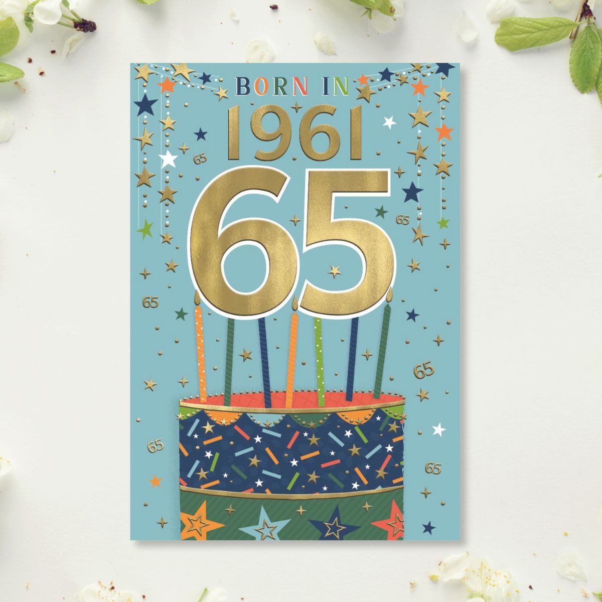 65th Birthday Card - Born In 1961 A Year To Remember! Blue
