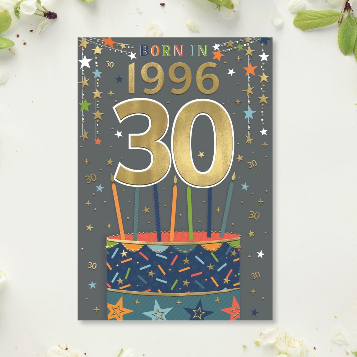 30th Birthday Card - Born In 1996 A Year To Remember! Silver