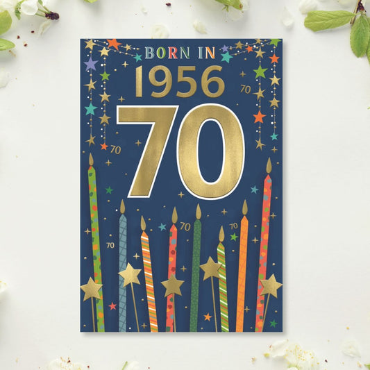 70th Birthday Card - Born In 1956 A Year To Remember! Blue
