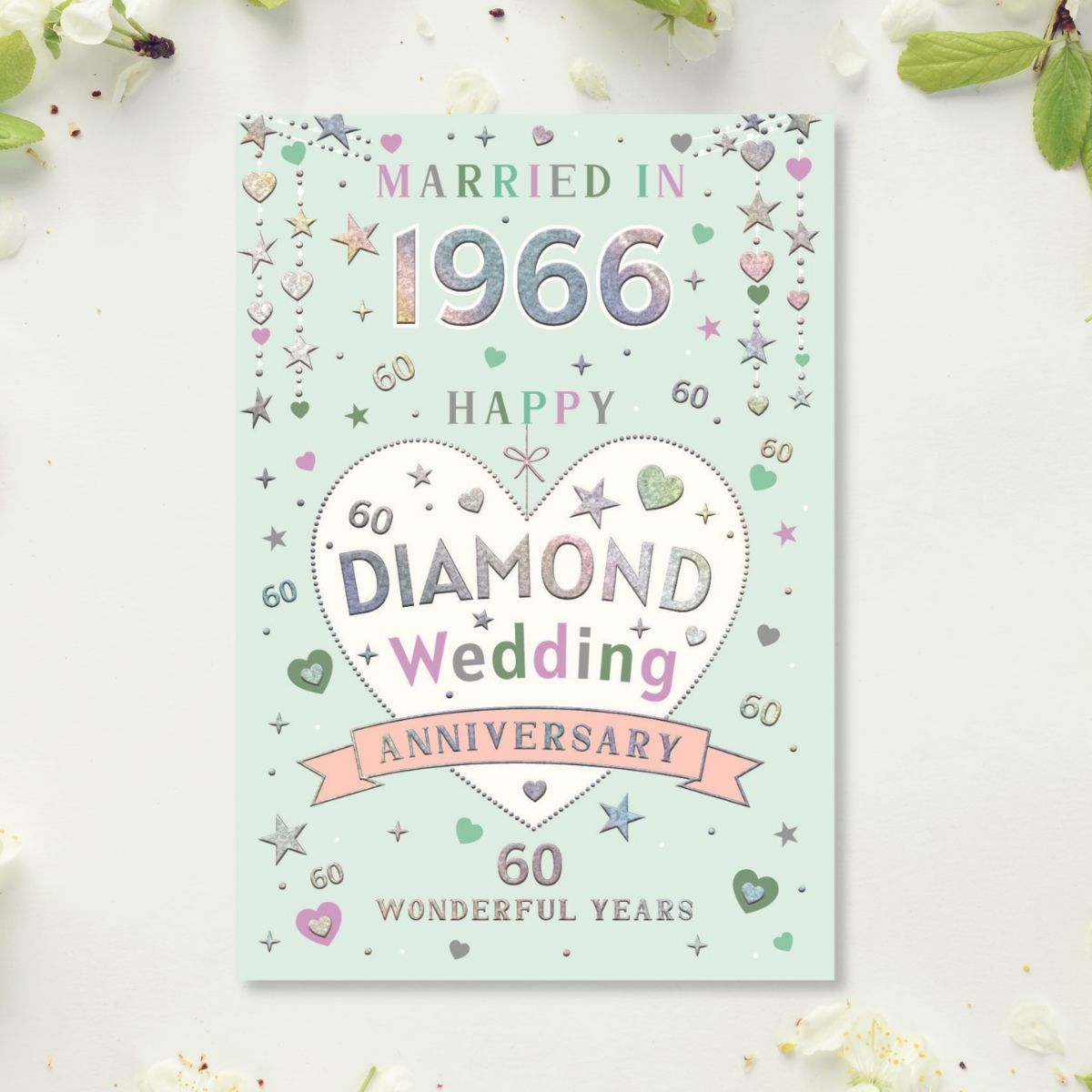 Diamond Wedding Anniversary Card - 60th Married In 1966