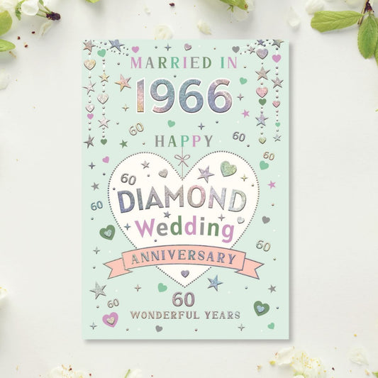 Diamond Wedding Anniversary Card - 60th Married In 1966
