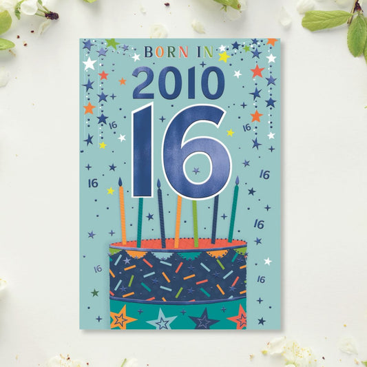 16th Birthday Card - Born In 2010 What a Year! Blue